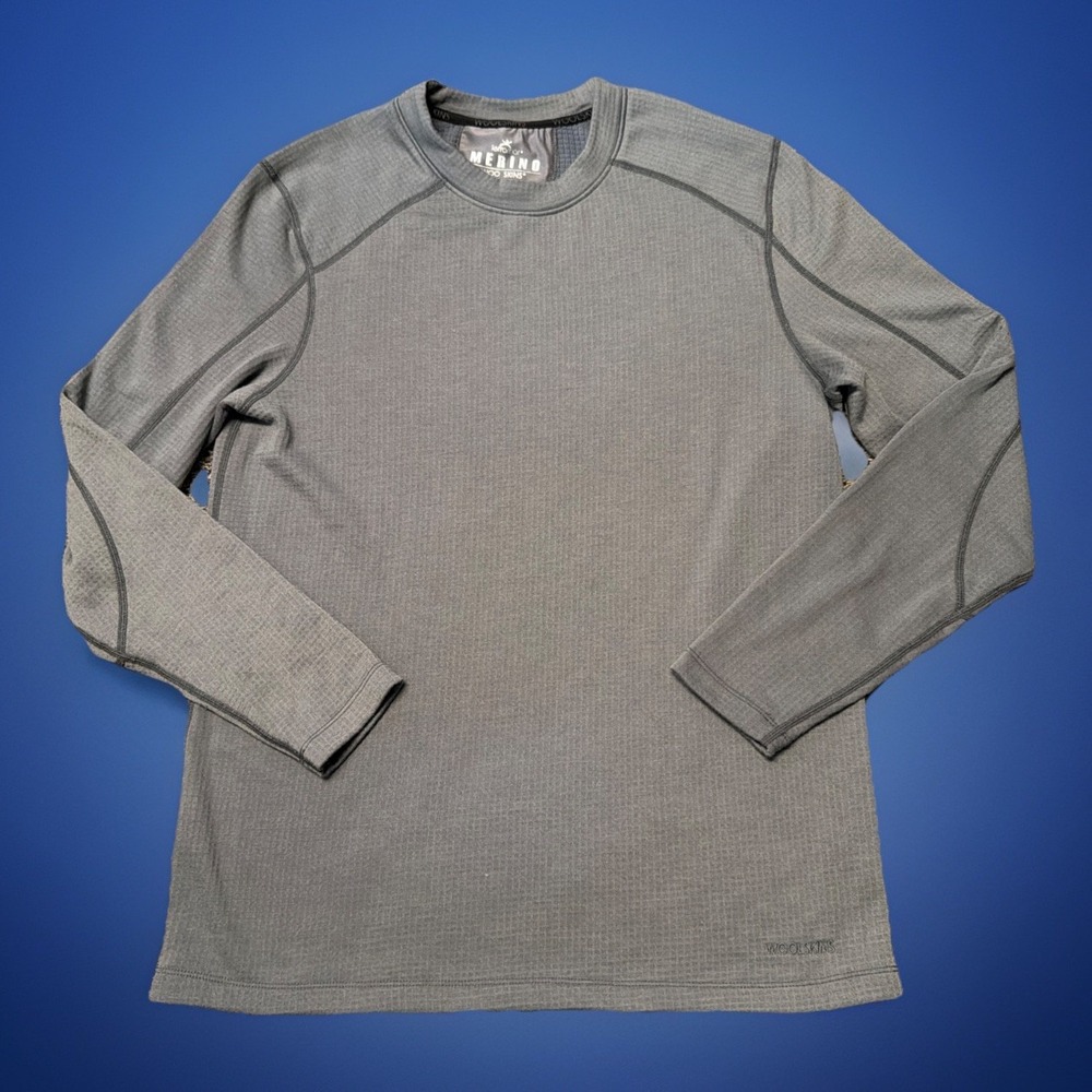Terramar Men's Medium Base Layer Charcoal Gray‎ Wool Blend Woolskins Outdoor